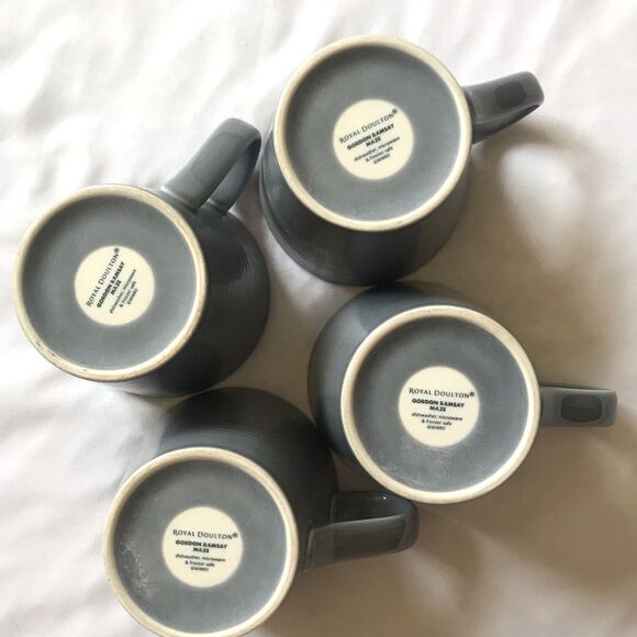 Royal Doulton Gordon Ramsay 4 Pc Set Coffee Cups Mugs Maze Gray 3 5/8” *No Chips - Picture 6 of 6